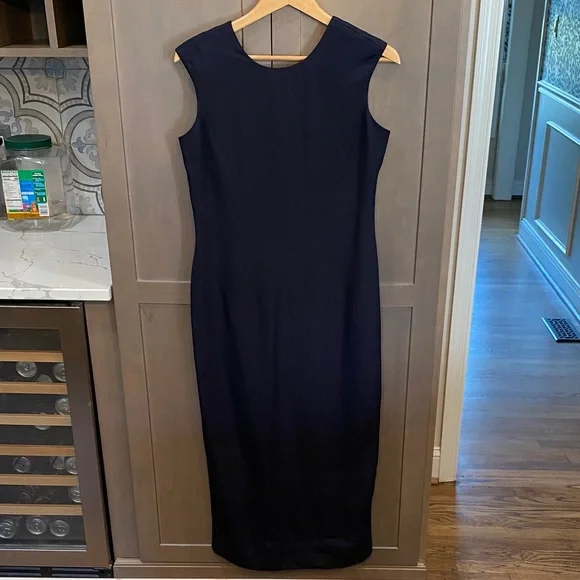 Ann Taylor 100% silk Midnight Blue Sheath Dress - Picture 2 of 5